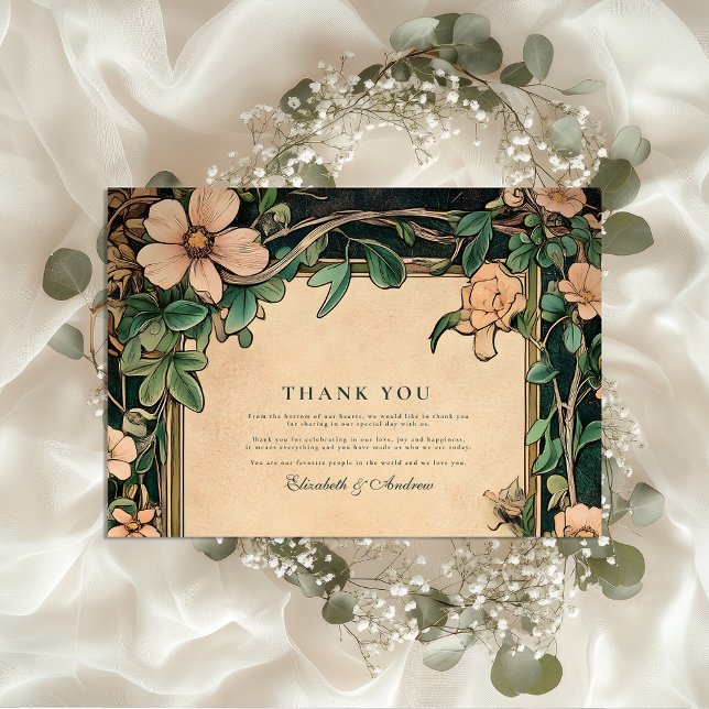 Carte De Remerciements Ivory Bloom Art nouveau Mariage (Créateur téléchargé)