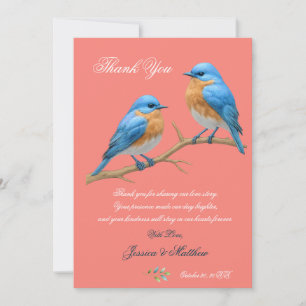 Carte De Remerciements Ivory Pastel Lovebirds Romantique Bluebirds Mariag