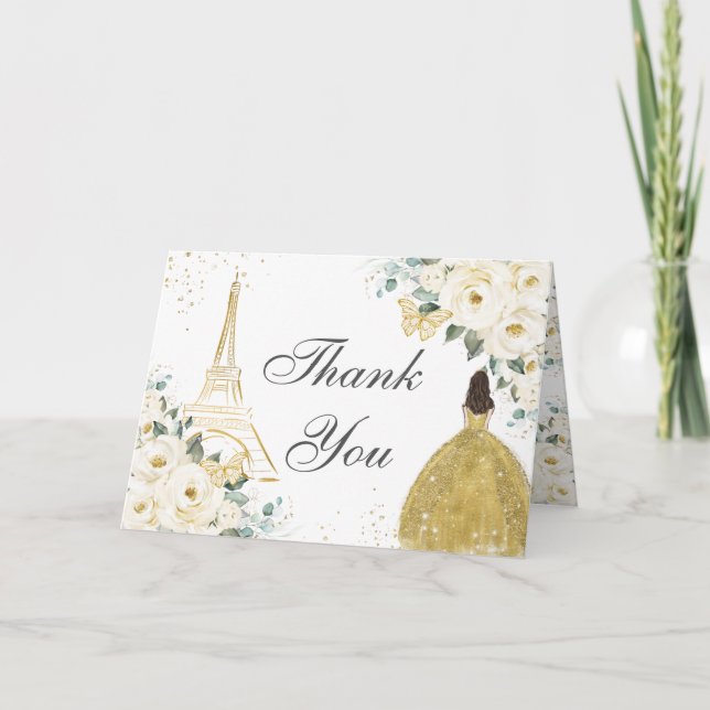 Carte De Remerciements Ivory White Floral Quinceañera Anniversaire Prince (Devant)