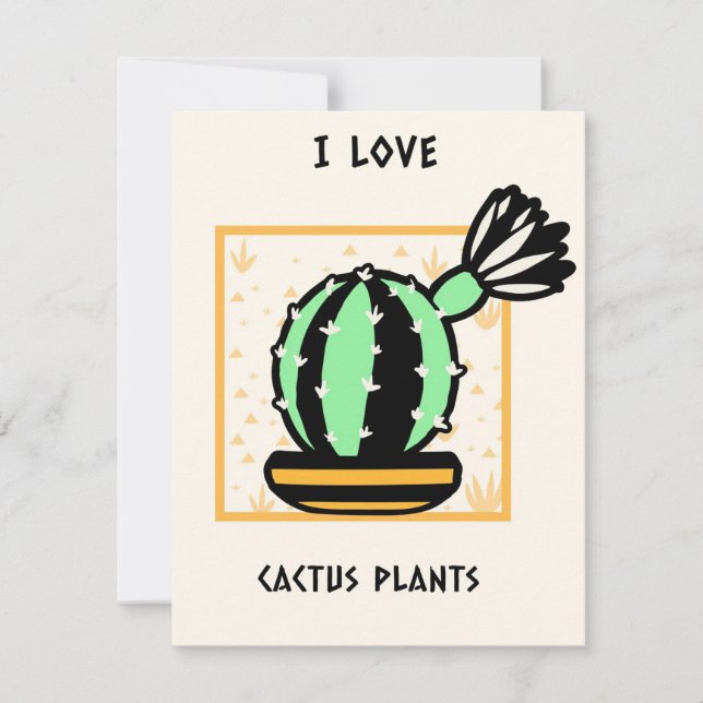 Carte De Remerciements J'aime les Plantes de Cactus (Devant)