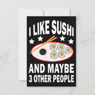 Carte De Remerciements J'aime les sushis et peut-être trois autres person