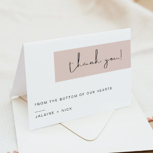 Carte De Remerciements JALAINE Moderne Minimaliste Bloc de Couleur Rose P