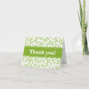 Carte De Remerciements Jalon 55 Motif de nombre aléatoire vert/blanc