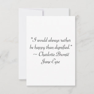 Carte De Remerciements Jane Eyre Plutôt Être Heureuse Que Citation Dignif