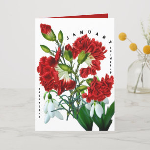 Carte De Remerciements Janvier Mois Fleurs de neige