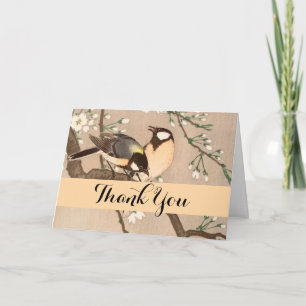 Carte De Remerciements Japonais Asiatique Koson Bird Chickadee Songbird