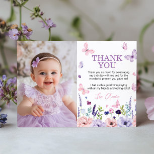 Carte De Remerciements Jardin aux papillons floraux Photo fête d'annivers
