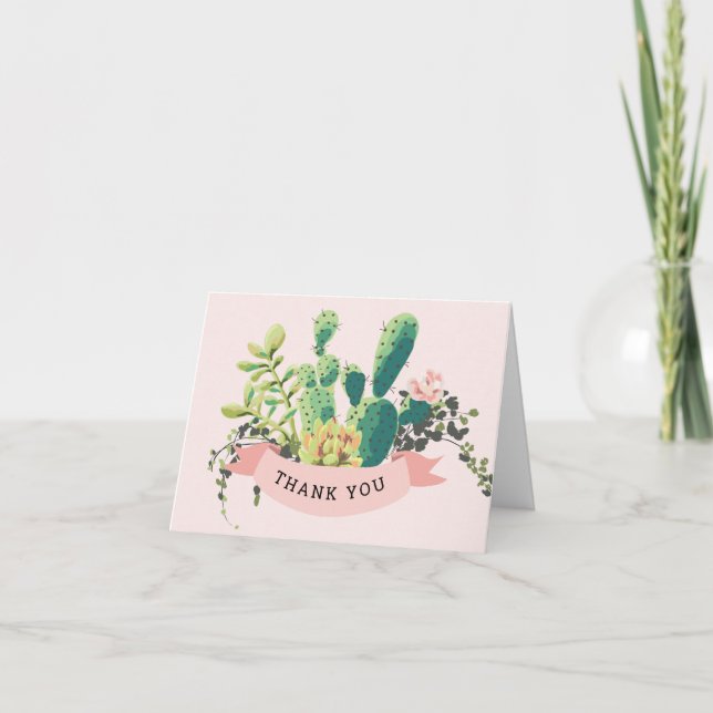 Carte De Remerciements Jardin de Cactus du désert | (Devant)