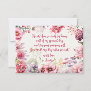 Carte De Remerciements Jardin de fées aquarelle anniversaire enfants