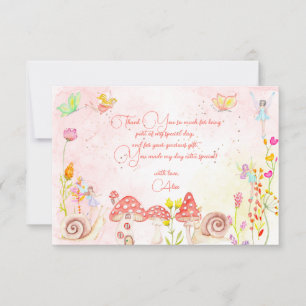 Carte De Remerciements Jardin de fées aquarelle anniversaire enfants