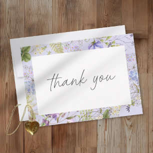 Carte De Remerciements Jardin de fleurs sauvages de lavande Mariage roman
