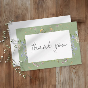 Carte De Remerciements Jardin de fleurs sauvages sauge Mariage élégant