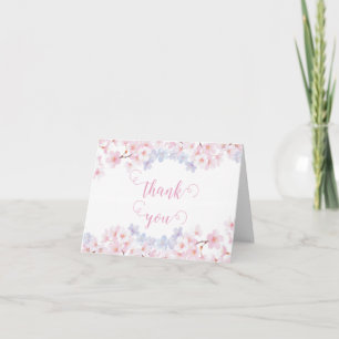 Carte De Remerciements Jardin de mariage de fleurs de cerisier roses et v