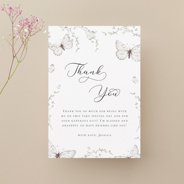 Carte De Remerciements Jardin de papillons blancs Remerciement pour la do (Créateur téléchargé)