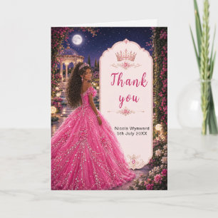 Carte De Remerciements Jardin de princesse rose au clair de lune pour un