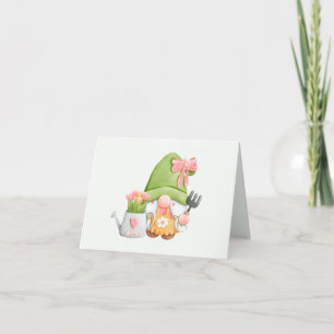 Carte De Remerciements Jardin de printemps mignon Gnome et Fleurs de tuli