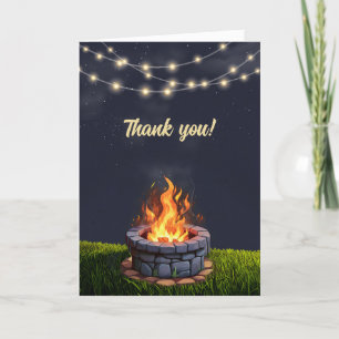 Carte De Remerciements Jardin Fire Pit Bonfire Cookout, Anniversaire BBQ