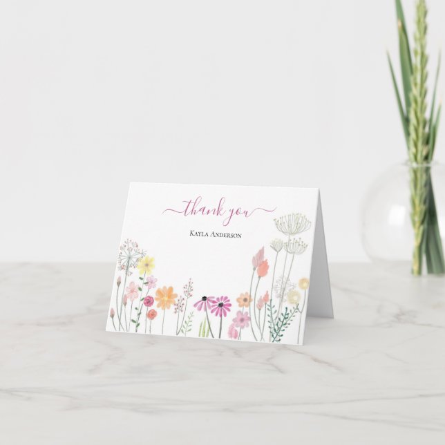 Carte De Remerciements Jardin Fleur sauvage du printemps | Personnalisé (Devant)
