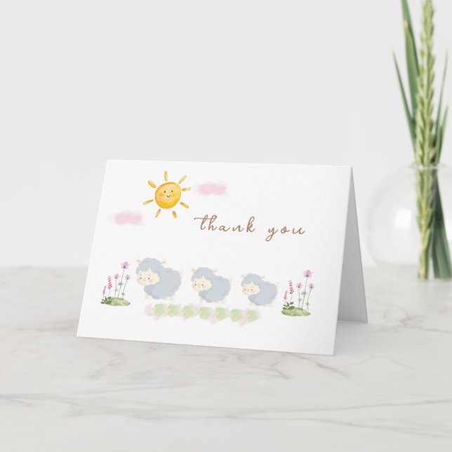 Carte De Remerciements Jardin Floral Mignal Famille Mouton Baby shower (Devant)