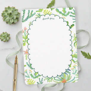 Carte De Remerciements Jardin Jungle Aquarelle PERSONNALISÉE pour la Mari