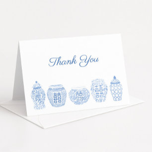 Carte De Remerciements Jars Classiques De Gingembre Bleu Et Blanc Sud