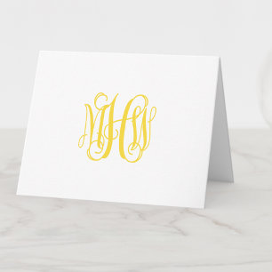 Carte De Remerciements Jaune 3 Vigne initiale Monogramme do-it-yourself B