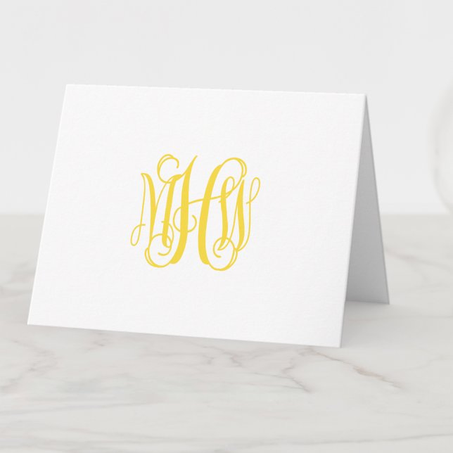 Carte De Remerciements Jaune 3 Vigne initiale Monogramme do-it-yourself B (Créateur téléchargé)