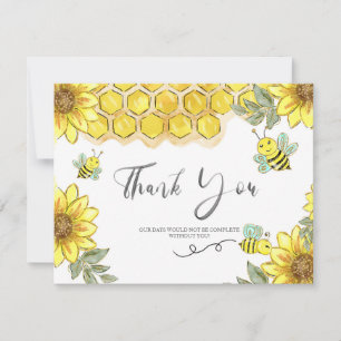 Carte de remerciements jaune d'abeille de