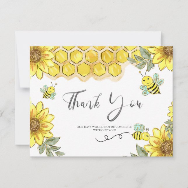 Carte de remerciements jaune d'abeille de (Devant)