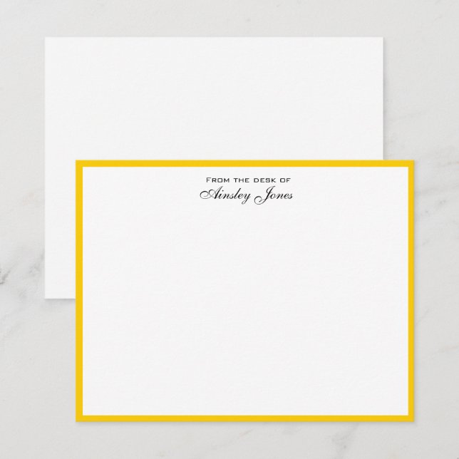 Carte De Remerciements Jaune et blanc joyeux plat personnalisé (Devant / Derrière)