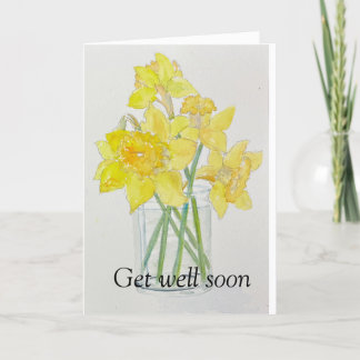 Carte De Remerciements Jaune fraîche Picted Daffodils aquarelle jaune obt