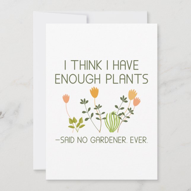 Carte De Remerciements Je Pense Avoir Assez De Plantes (Devant)