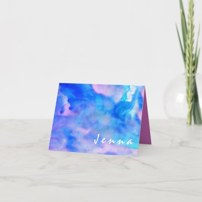 Carte De Remerciements JE SUIS Bat mitzvah DE COULEUR D'EAU BLEU (Devant)