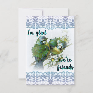 Carte De Remerciements Je suis content que nous soyons amis Oiseaux bleus