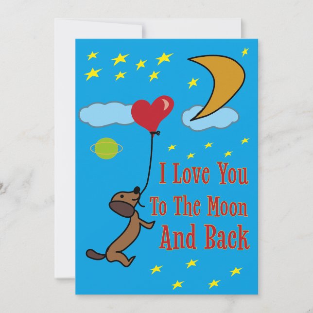 Carte De Remerciements Je t'aime à la lune et au retour (Devant)