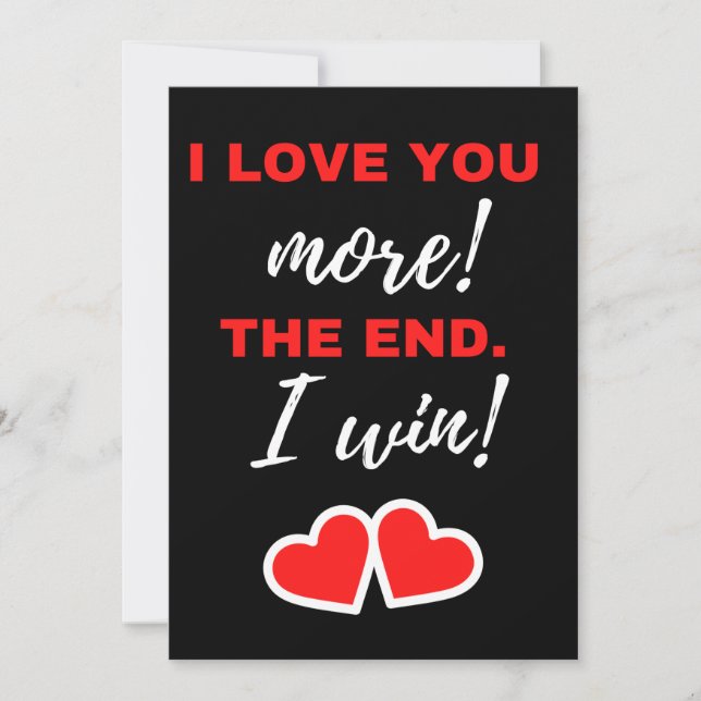 Carte De Remerciements Je T'Aime Plus ! La fin. J'ai gagné ! (Devant)