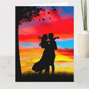 CARTE DE REMERCIEMENTS JE T'AIME ROMANTIQUE SUNSET GREETING CARD