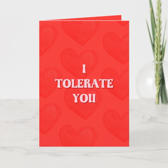 Carte De Remerciements Je te tolère la Saint-Valentin (Devant)
