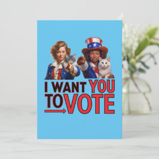 Carte De Remerciements JE VEUX QUE VOUS VOTIEZ (Mesdames au chat)