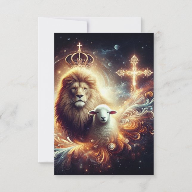 Carte De Remerciements Jesusis le Lion et l'Agneau (Devant)
