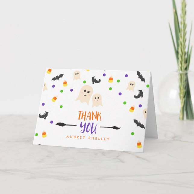 Carte De Remerciements Jeter un oeil à un Baby shower d'Halloween Boo (Devant)