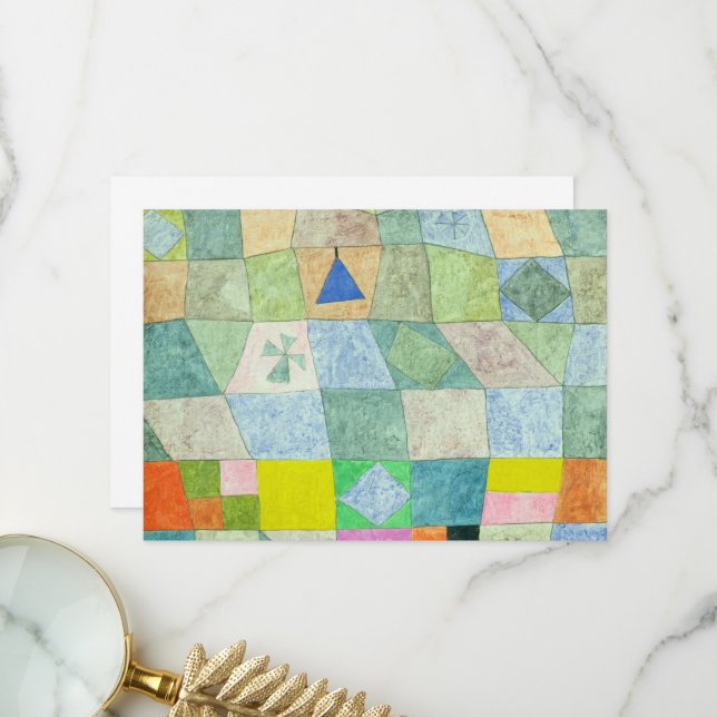 Carte De Remerciements Jeu convivial de Paul Klee (Devant/Arrière en situation)