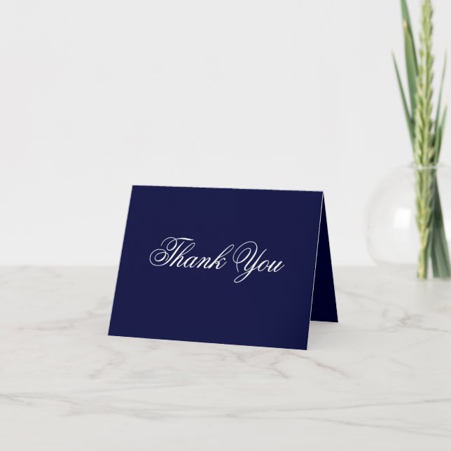 Carte De Remerciements Jeu d'engagement Classique Script Chic Marine Bleu (Devant)