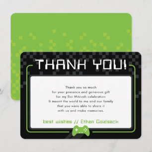 Carte De Remerciements JEU MODERNE GRÂCE au néon de chaux noir vert