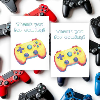 Carte De Remerciements Jeu vidéo aquarelle anniversaire enfants