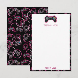 Carte De Remerciements Jeu Vidéo Neon Rose Girls Motifs
