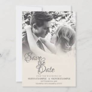 Carte De Remerciements Jeune couple de mariés en monochrome
