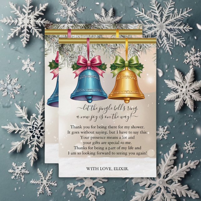 Carte De Remerciements Jingle Bells moderne Baby shower ornement de Noël (Créateur téléchargé)