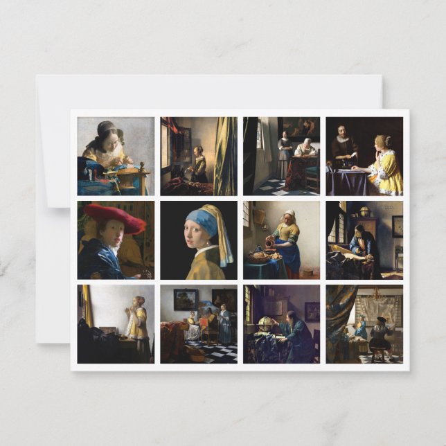Carte De Remerciements Johannes Vermeer - Grille des chefs-d'oeuvre (Devant)