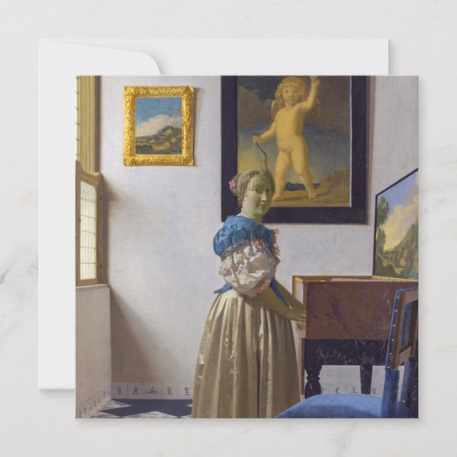 Carte De Remerciements Johannes Vermeer - Lady debout dans une virginale (Devant)